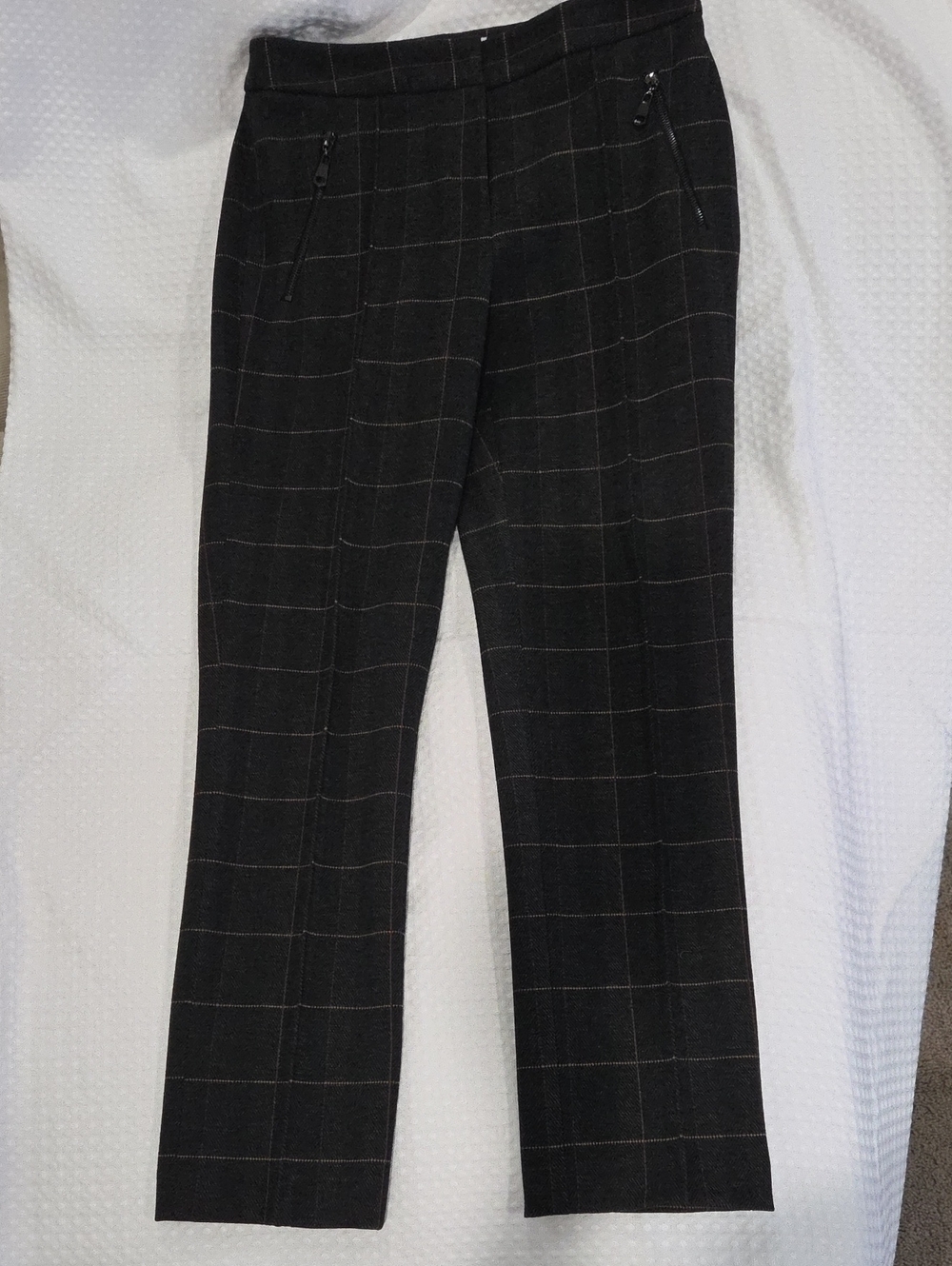 Women's Charcoal Windowpane Ankle Pants